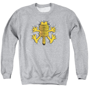 Athletic heather men's crewneck sweatshirt with Garfield Ow graphic