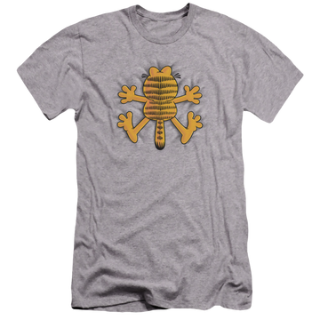 Athletic heather men's premium slim fit t-shirt with Garfield Ow graphic