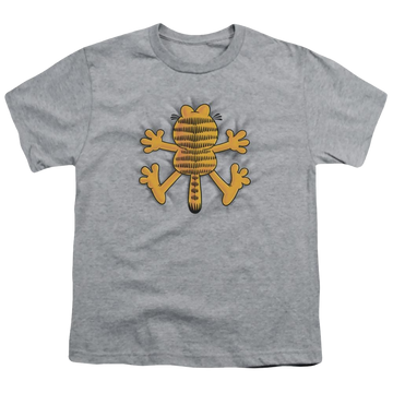 Athletic heather youth t-shirt for ages 8 to 12 with Garfield Ow graphic