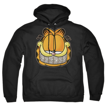 Black pullover hoodie with Garfield Nice Grill graphic