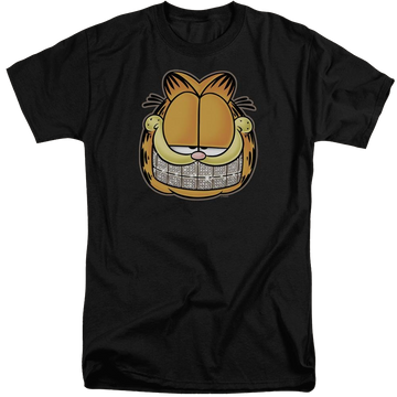 Black men's tall fit t-shirt with Garfield Nice Grill graphic