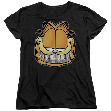 Black women's t-shirt with Garfield Nice Grill graphic