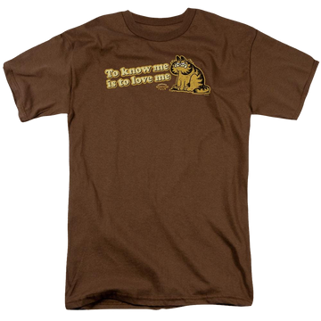 Coffee men's regular fit t-shirt with Garfield To Know Me Is To Love Me graphic