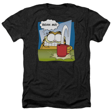 Charcoal men's heather t-shirt with Garfield Bean Me graphic