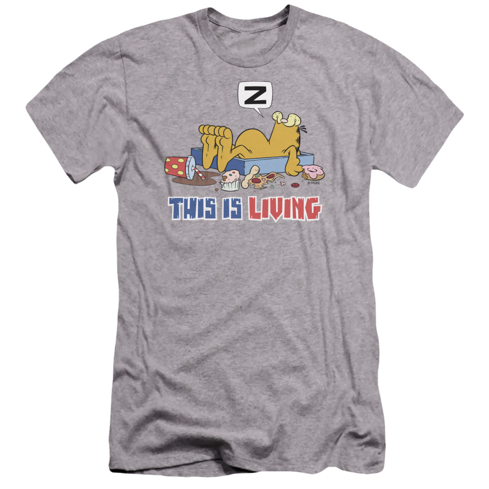 Garfield This Is Living - Men's Premium Slim Fit T-Shirt Men's Premium Slim Fit T-Shirt Garfield   