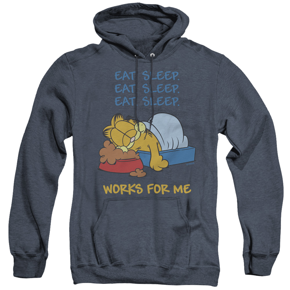 Garfield Works For Me - Heather Pullover Hoodie Heather Pullover Hoodie Garfield   