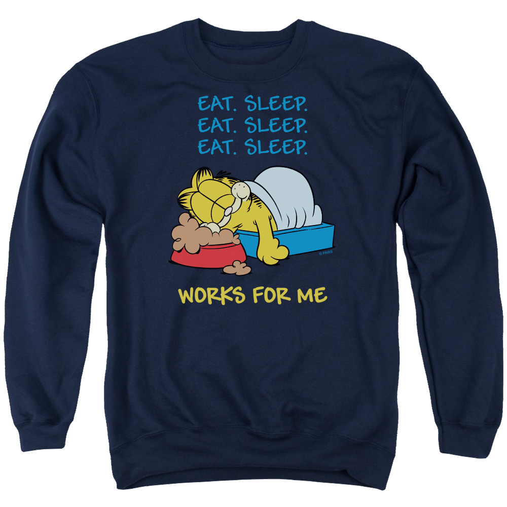 Garfield Works For Me - Men's Crewneck Sweatshirt Men's Crewneck Sweatshirt Garfield   