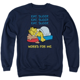 Garfield Works For Me - Men's Crewneck Sweatshirt Men's Crewneck Sweatshirt Garfield   