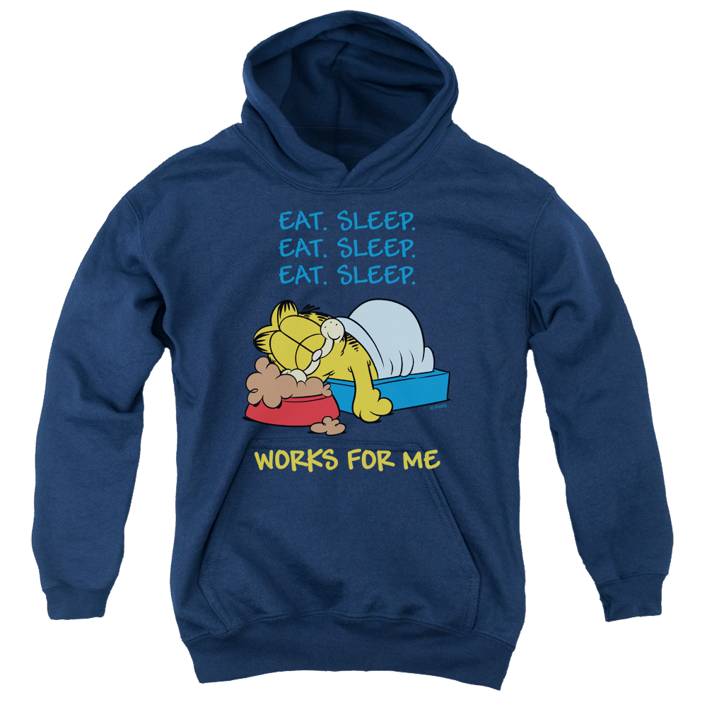 Garfield Works For Me - Youth Hoodie (Ages 8-12) Youth Hoodie (Ages 8-12) Garfield   