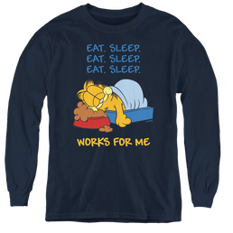 Garfield Works For Me - Youth Long Sleeve T-Shirt Youth Long Sleeve T-Shirt Garfield   