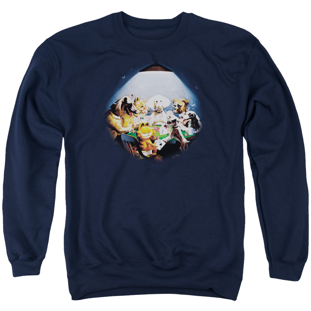 Garfield Playing With The Big Dogs - Men's Crewneck Sweatshirt Men's Crewneck Sweatshirt Garfield   