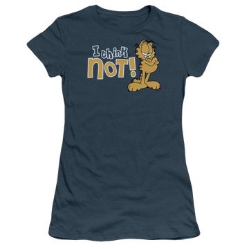 Indigo juniors t-shirt with Garfield I Think Not graphic