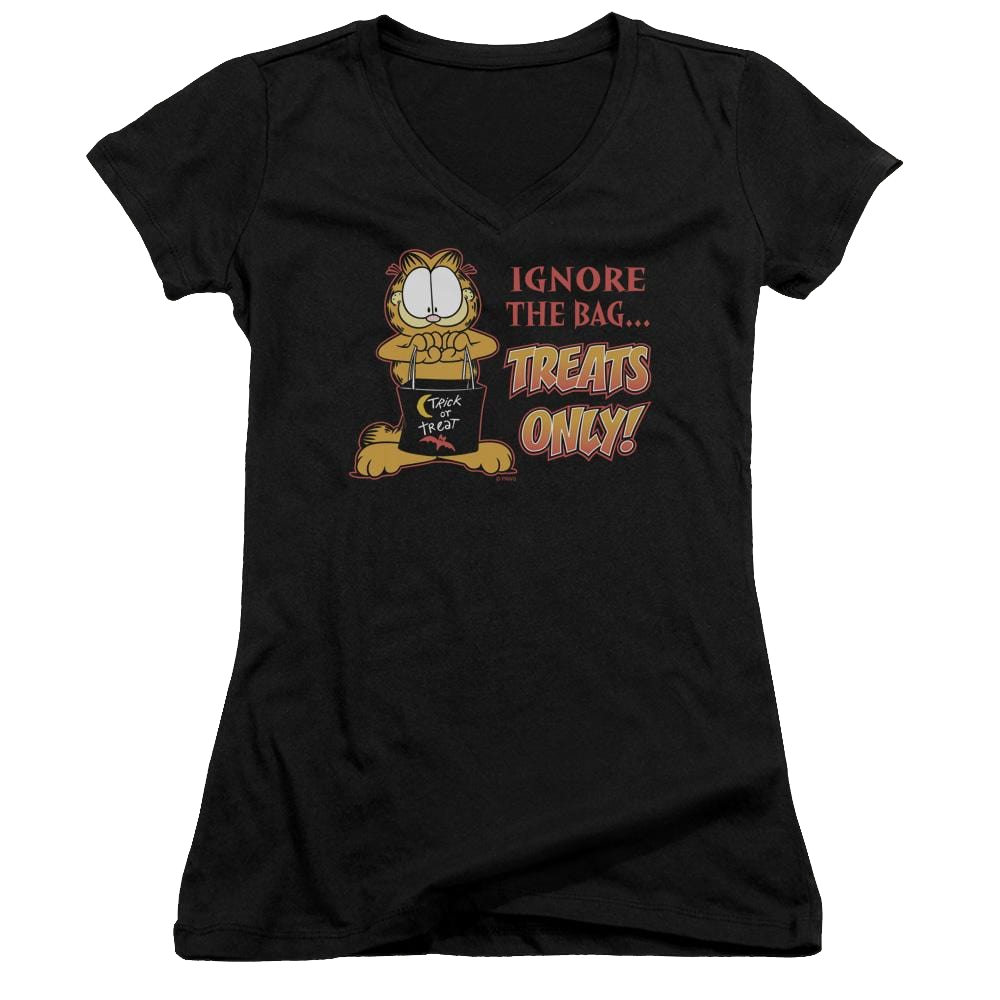 Garfield Treats Only - Juniors V-Neck T-Shirt Juniors V-Neck T-Shirt Garfield   