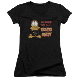 Garfield Treats Only - Juniors V-Neck T-Shirt Juniors V-Neck T-Shirt Garfield   