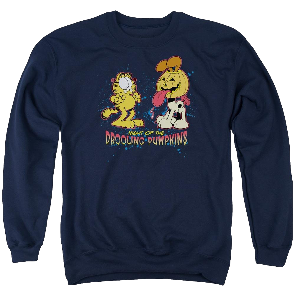 Garfield Drooling Pumpkins - Men's Crewneck Sweatshirt Men's Crewneck Sweatshirt Garfield   