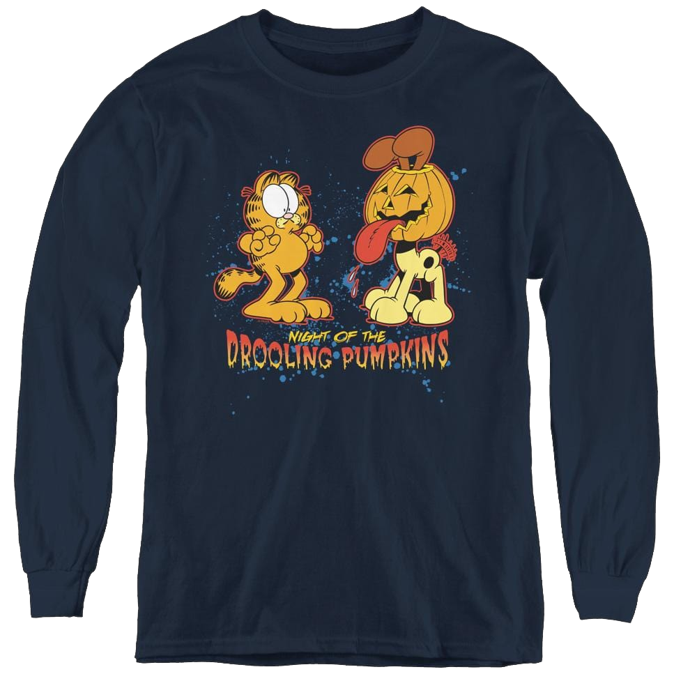 Garfield Drooling Pumpkins - Youth Long Sleeve T-Shirt Youth Long Sleeve T-Shirt Garfield   