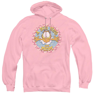 Pink pullover hoodie with Garfield A Big Hug For Mom graphic