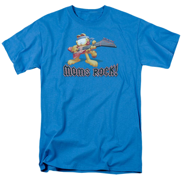 Turquoise men's regular fit t-shirt with Garfield Moms Rock graphic