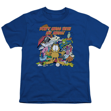 Royal kid's t-shirt for ages 4 to 7 with Garfield My Mess graphic