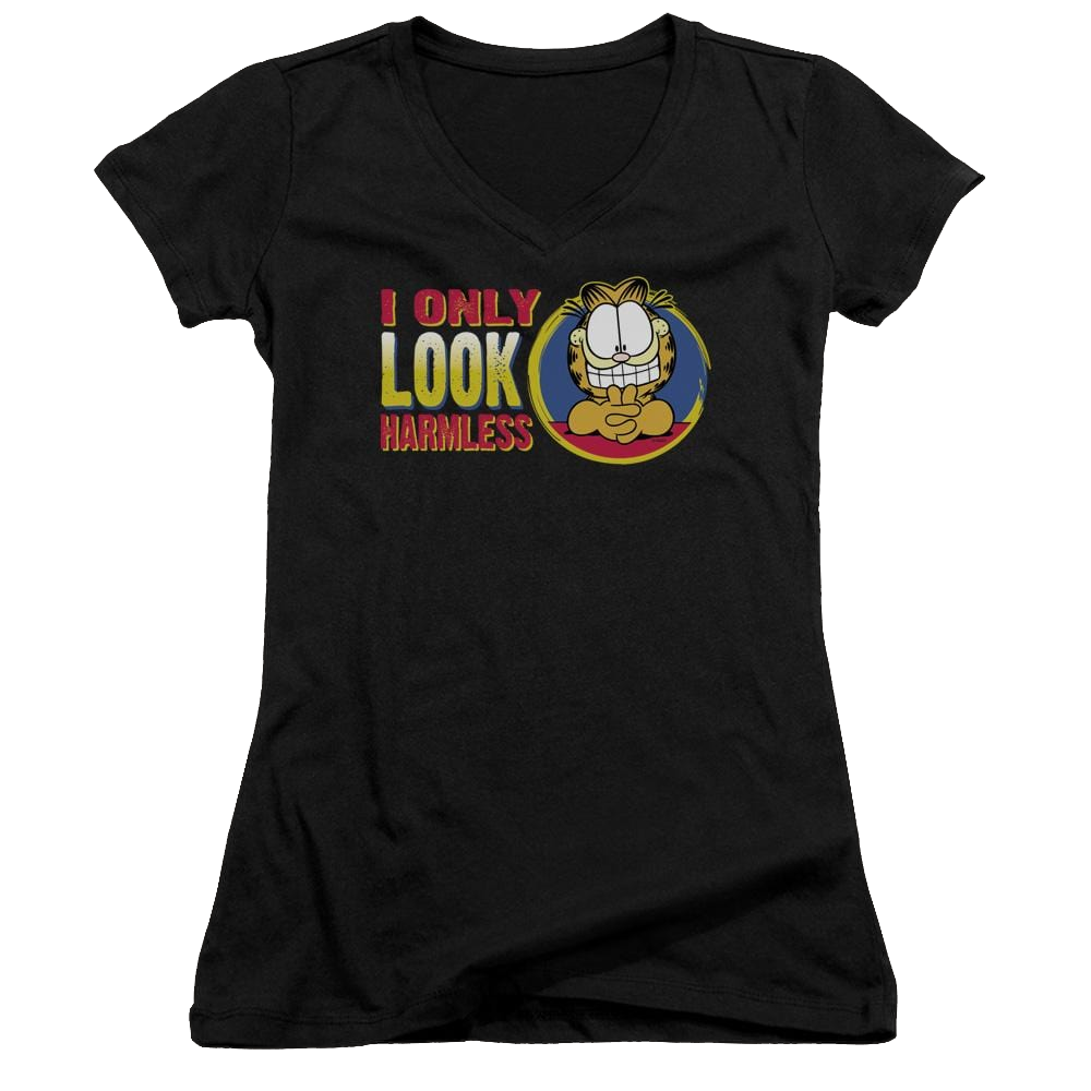 Garfield I Only Look Harmless - Juniors V-Neck T-Shirt Juniors V-Neck T-Shirt Garfield   