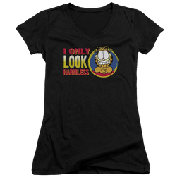 Garfield I Only Look Harmless - Juniors V-Neck T-Shirt Juniors V-Neck T-Shirt Garfield   