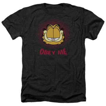 Charcoal men's heather t-shirt with Garfield Obey Me graphic
