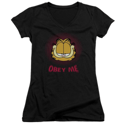 Garfield Obey Me - Juniors V-Neck T-Shirt Juniors V-Neck T-Shirt Garfield   