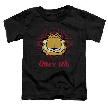 Black toddler t-shirt with Garfield Obey Me graphic