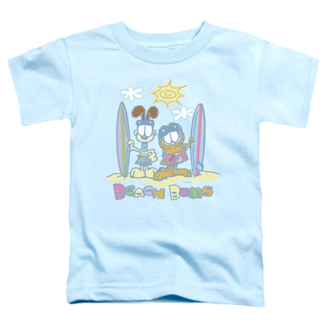 Light blue toddler t-shirt with Garfield Beach Bums graphic