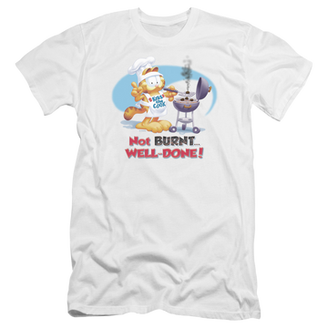White men's premium slim fit t-shirt with Garfield Well Done graphic