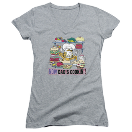 Garfield Now Dads Cooking - Juniors V-Neck T-Shirt Juniors V-Neck T-Shirt Garfield   