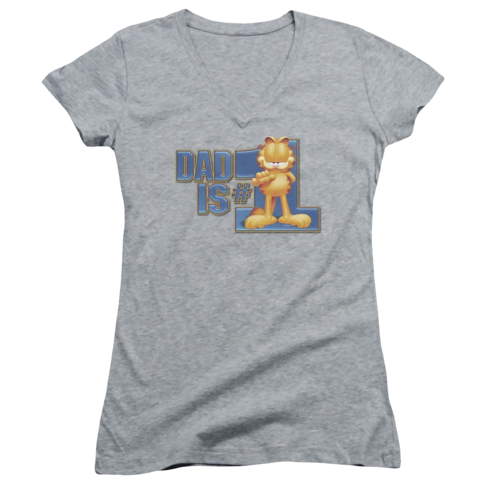 Garfield Dad Is Number One - Juniors V-Neck T-Shirt Juniors V-Neck T-Shirt Garfield   