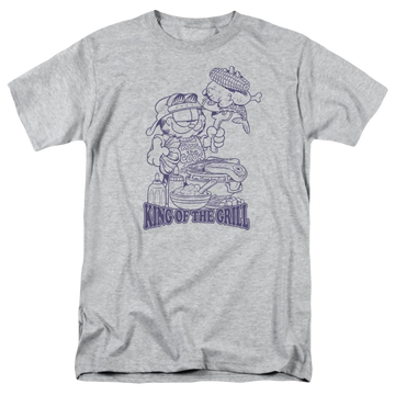 Athletic heather men's regular fit t-shirt with Garfield King Of The Grill graphic