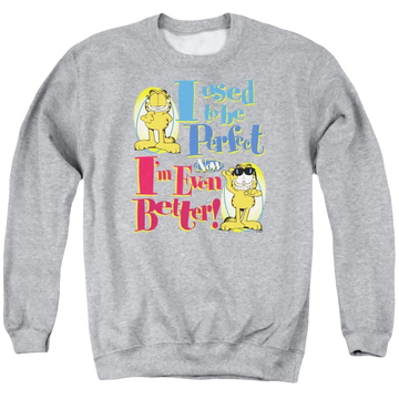 Athletic heather men's crewneck sweatshirt with Garfield Even Better graphic