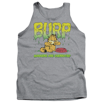 Athletic heather men's tank with Garfield Manners graphic