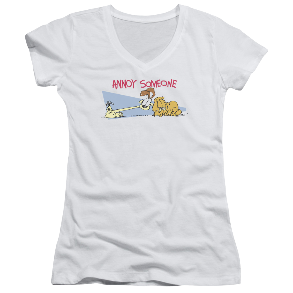 Garfield Annoy Someone - Juniors V-Neck T-Shirt Juniors V-Neck T-Shirt Garfield   