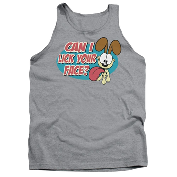 Athletic heather men's tank with Garfield Question graphic