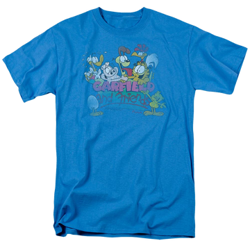 Turquoise men's regular fit t-shirt with Garfield And Friends graphic