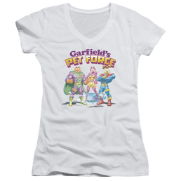 Garfield Heroes Await - Juniors V-Neck T-Shirt Juniors V-Neck T-Shirt Garfield   
