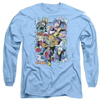 Carolina blue men's long sleeve t-shirt with Garfield Ripped graphic