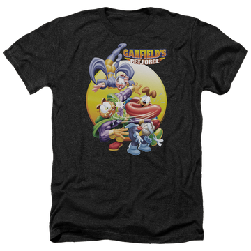Charcoal men's heather t-shirt with Garfield Tongue Of Doom graphic
