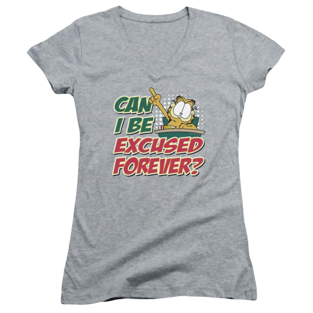 Garfield Excused Forever - Juniors V-Neck T-Shirt Juniors V-Neck T-Shirt Garfield   