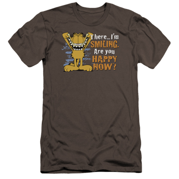 Charcoal men's premium slim fit t-shirt with Garfield Smiling graphic