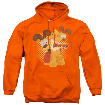 Orange pullover hoodie with Garfield Odie graphic