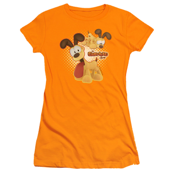 Orange juniors t-shirt with Garfield Odie graphic