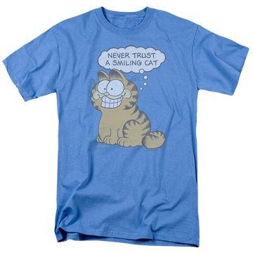 Carolina blue men's regular fit t-shirt with Garfield Smiling Cat graphic
