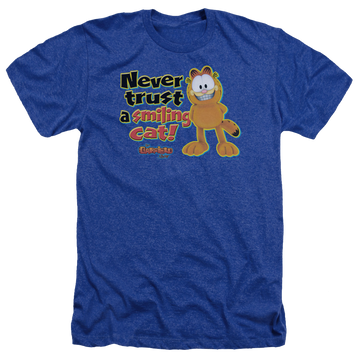 Royal men's heather t-shirt with Garfield Smiling graphic