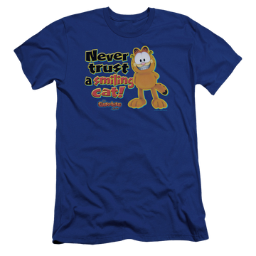 Royal men's premium slim fit t-shirt with Garfield Smiling graphic