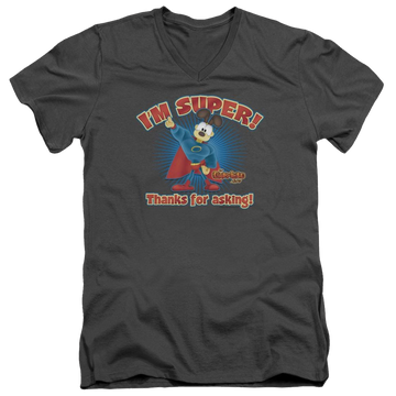 Charcoal men's v-neck t-shirt with Garfield Super graphic