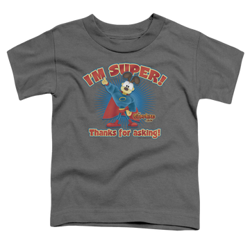 Charcoal kid's t-shirt for ages 4 to 7 with Garfield Super graphic